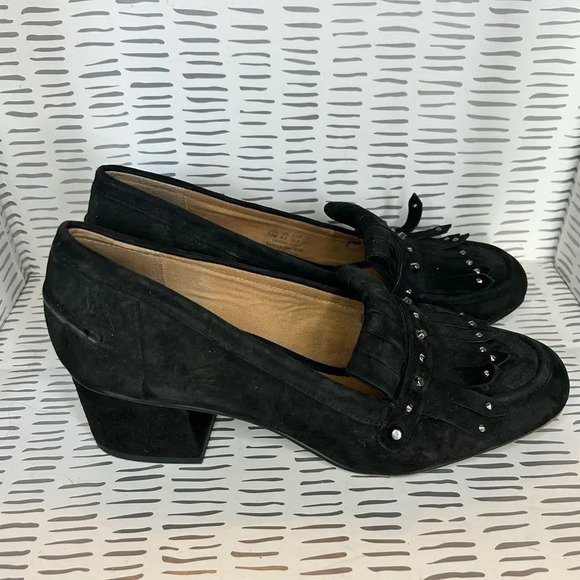 Franco Sarto Kiltie Suede Pump Block Heel Square Toe size 8.5 - Picture 4 of 6